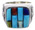 Multicolor Inlay Southwestern Sterling Silver Ring Size 8 CX50023